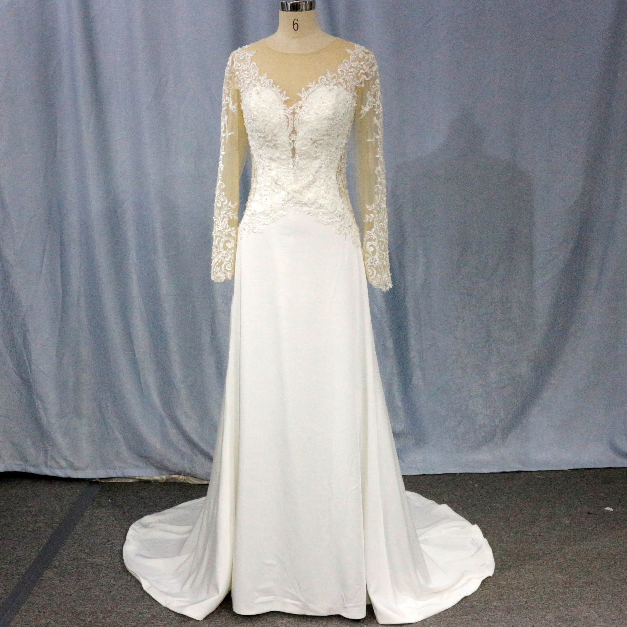 Elegant Lace A-line Wedding Dresses with Long Sleeves - Rosymae