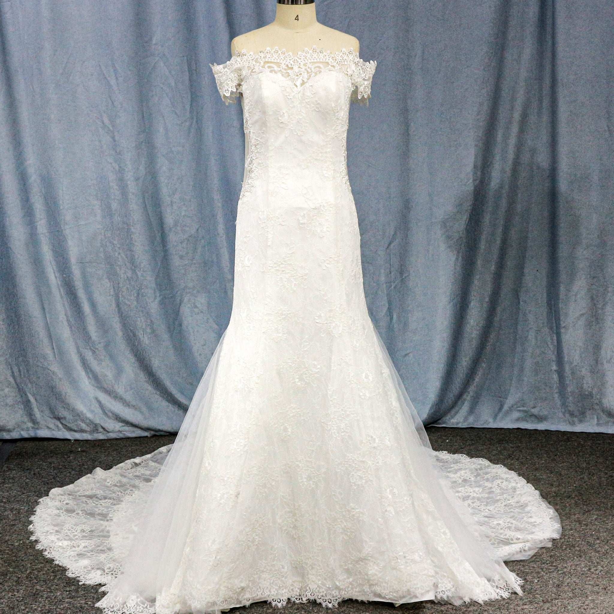 Elegant Lace Mermaid Wedding Dress with Off The Shoulder - Rosymae