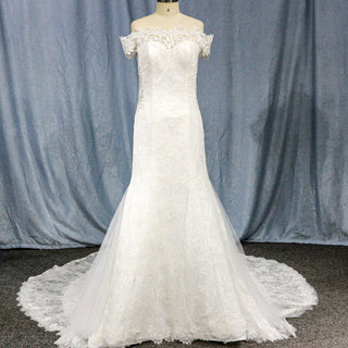Elegant Lace Mermaid Wedding Dress with Off The Shoulder - Rosymae