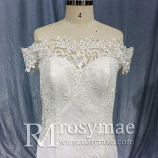 Elegant Lace Mermaid Wedding Dress with Off The Shoulder - Rosymae