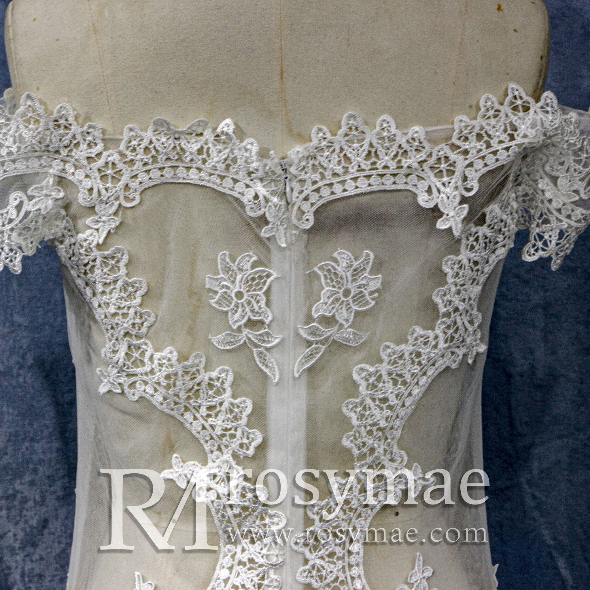 Elegant Lace Mermaid Wedding Dress with Off The Shoulder - Rosymae