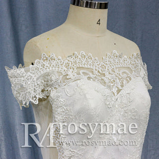 Elegant Lace Mermaid Wedding Dress with Off The Shoulder - Rosymae