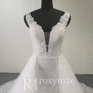 Elegant Tank Sleeve Ballgown Mermaid Convertible Wedding Dress - Rosymae