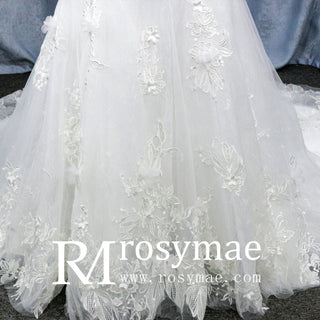 Elegant V-neck Mermaid Wedding Dress with Long Sleeves - Rosymae