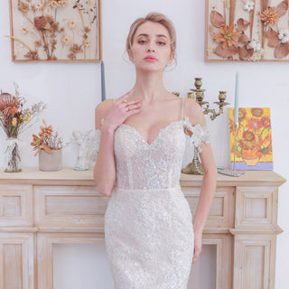 Floral Princess Mermaid Lace Wedding Gown with Bling - Rosymae