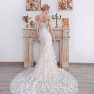 Floral Princess Mermaid Lace Wedding Gown with Bling - Rosymae