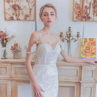 Floral Princess Mermaid Lace Wedding Gown with Bling - Rosymae