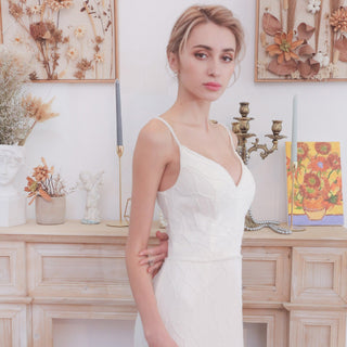 Glamorous Spaghetti Strap Long Fishtail Wedding Dress - Rosymae
