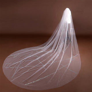 Beaded Crystals Long Wedding Dresses Head Veil