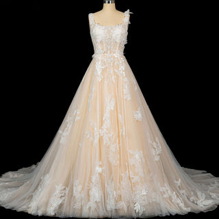 Gorgeous Cream Ball Gown Square Neck Wedding Dresses - Rosymae