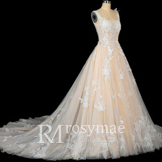 Gorgeous Cream Ball Gown Square Neck Wedding Dresses - Rosymae