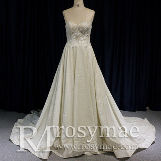 Gorgeous Glitter Tulle A Line Wedding Dresses & Bridal Gowns - Rosymae