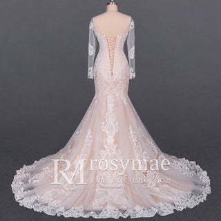 Gorgeous Lace Mermaid Long Sleeves Wedding Dresses - Rosymae