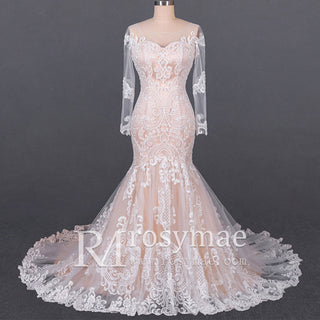 Gorgeous Lace Mermaid Long Sleeves Wedding Dresses - Rosymae