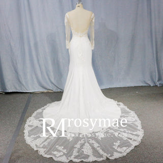 Gorgeous Long-Sleeved Fit and Flare Wedding Dress - Rosymae