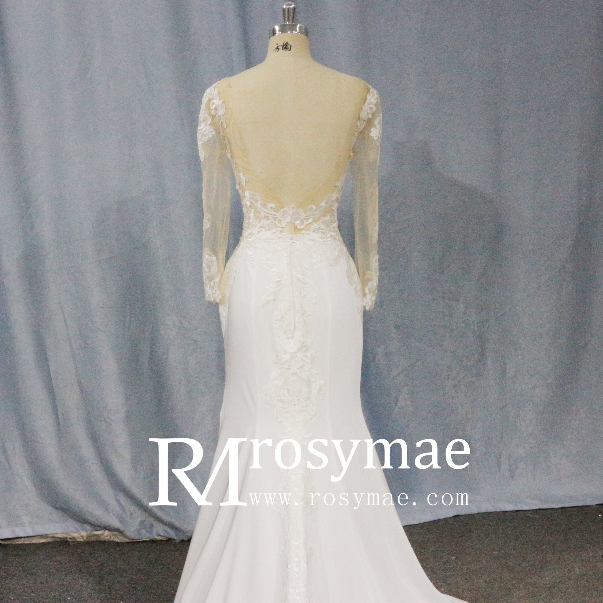 Gorgeous Long-Sleeved Fit and Flare Wedding Dress - Rosymae