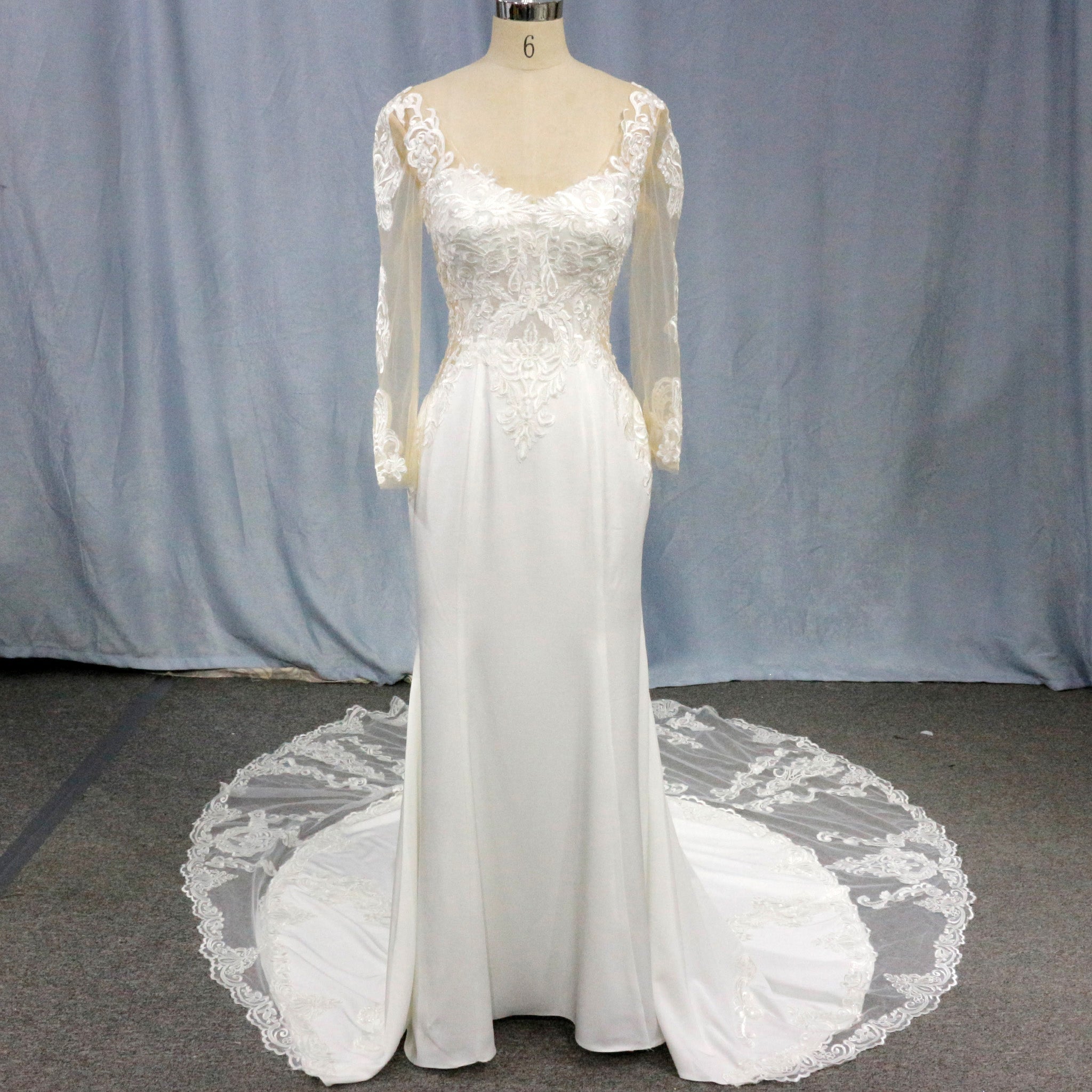 Gorgeous Long-Sleeved Fit and Flare Wedding Dress - Rosymae