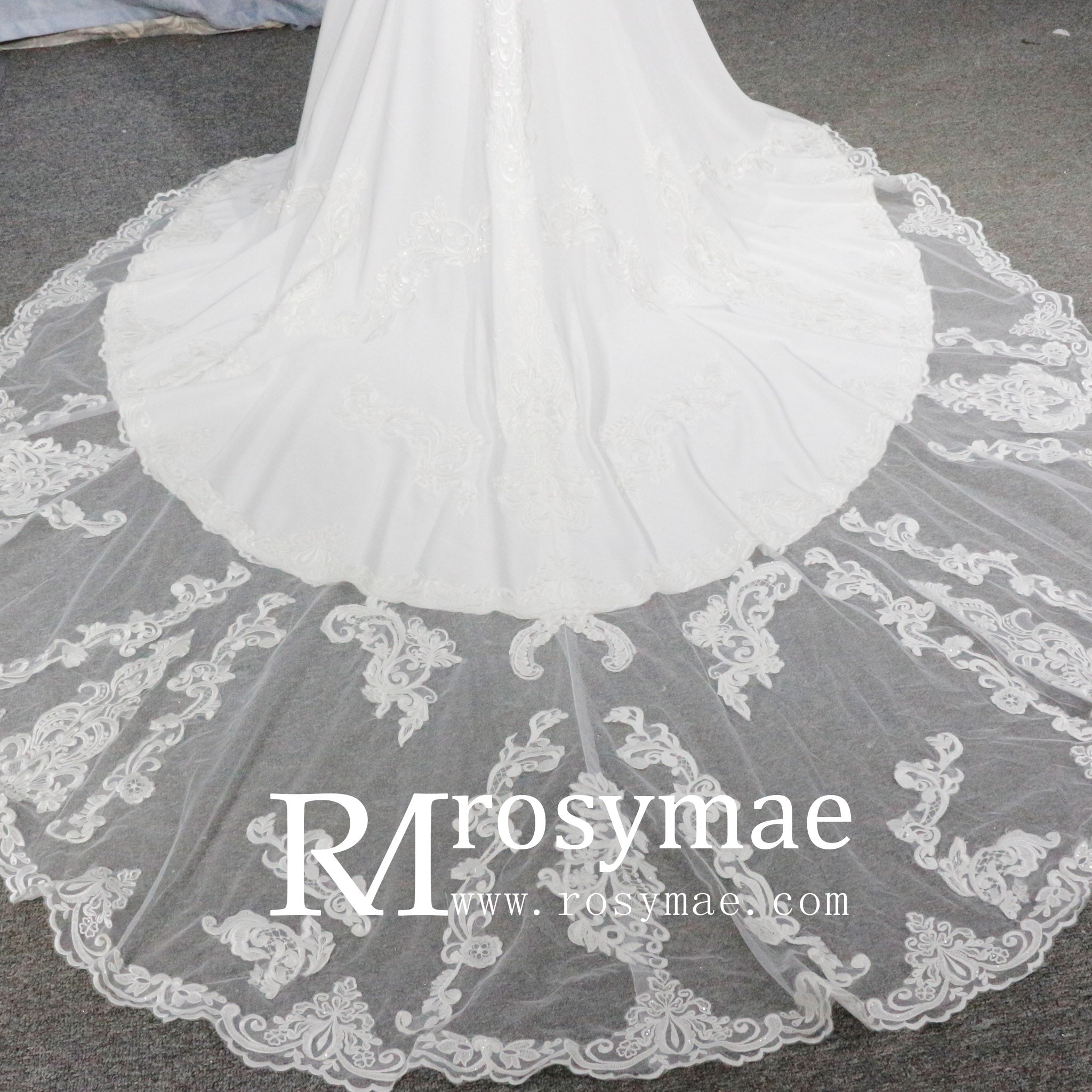 Gorgeous Long-Sleeved Fit and Flare Wedding Dress - Rosymae