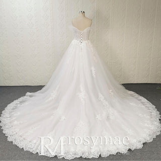 Gorgeous Off the Shoulder Ballgown Lace Wedding Dress for Elegant Bride - Rosymae