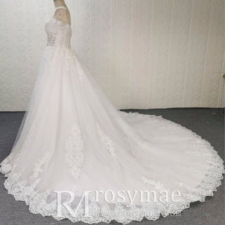 Gorgeous Off the Shoulder Ballgown Lace Wedding Dress for Elegant Bride - Rosymae