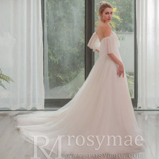Gorgeous Off-The-Shoulder Sweetheart A Line Wedding Dresses - Rosymae