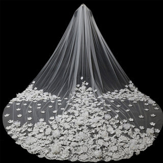 Handmade Flowers Tulle Bridal Head Veil - Rosymae