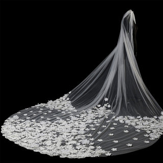 Handmade Flowers Tulle Bridal Head Veil - Rosymae