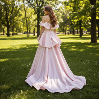 Hi-Lo Formal Dress Prom Party Gown with Spaghetti Straps - Rosymae