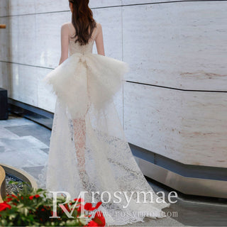 High-Low Lace Wedding Dresses Outdoor Hi-Lo Bridal Gowns