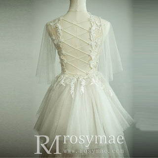 Elegant Dot Tulle Lace Boho Sheath Wedding Dress Multi Tulle