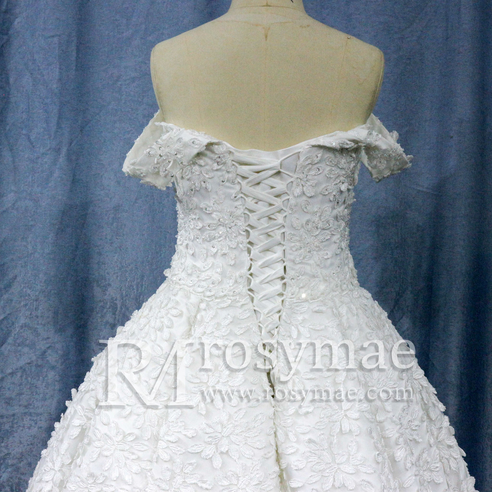 Illusion Lace off-the-shoulder Bridal Wedding Dress - Rosymae