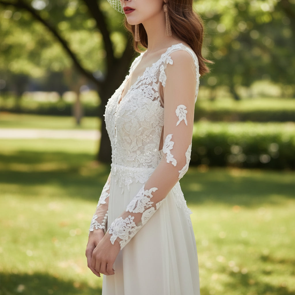 Sheer Long Sleeves Jumpsuit Wedding Dresses Bridal Gowns Rosymae Sheer Long Sleeves Jumpsuit Wedding Dresses Bridal Gowns Rosymae