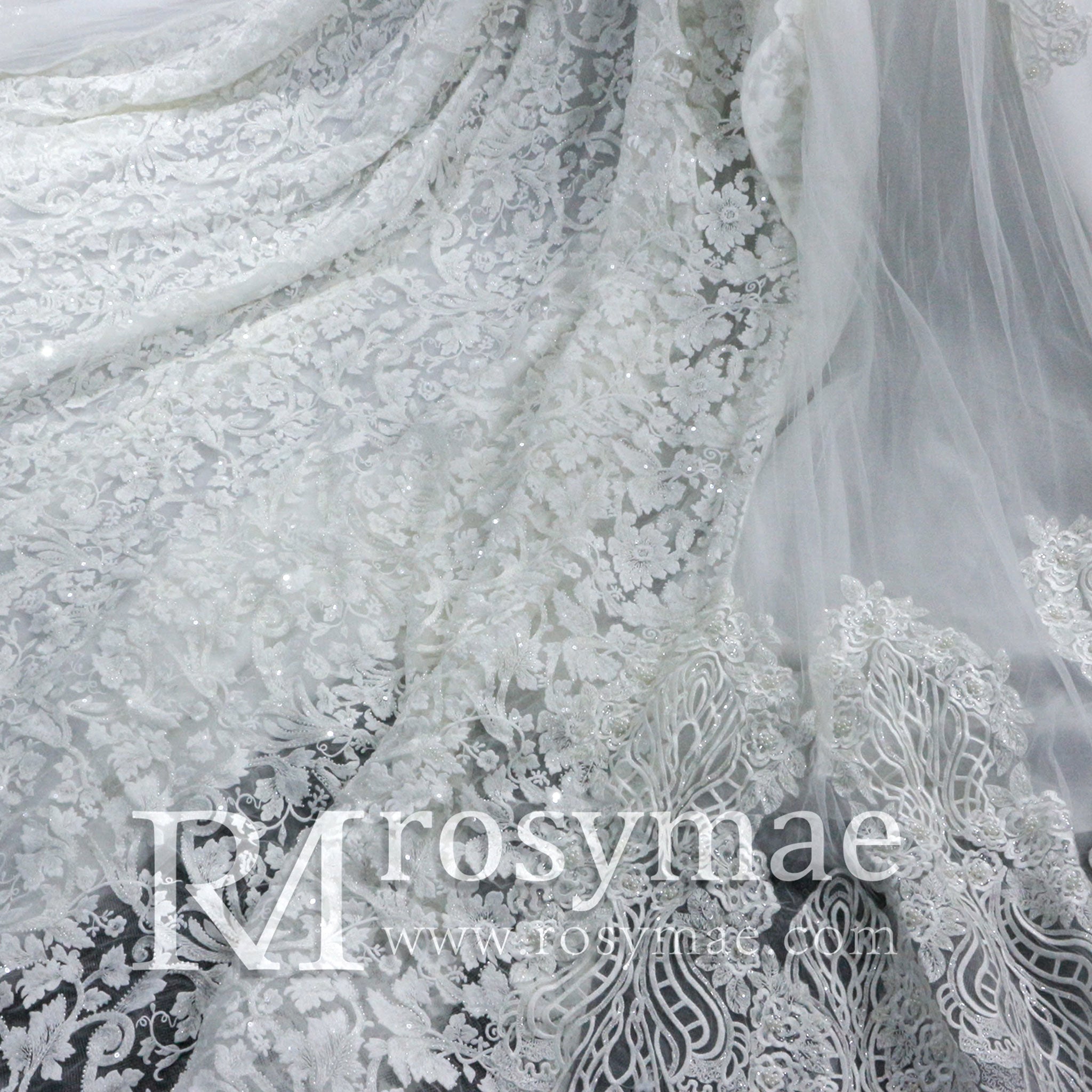 Lace Long Sleeves High Neck Ball Gown Wedding Dress - Rosymae