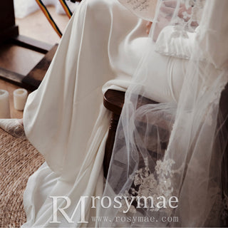 Latern Long Sleeve Mermaid Wedding Dress with Deep V Neck