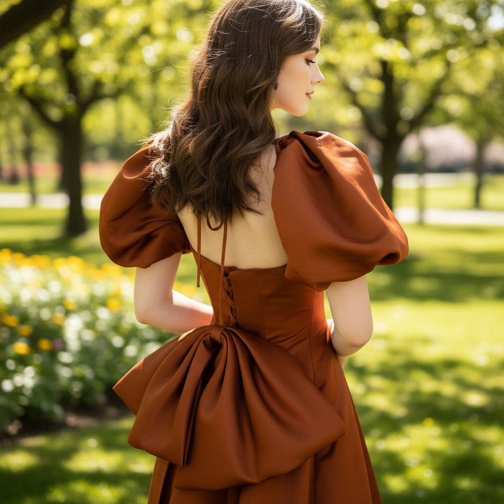 Formal Dresses & Evening Party Gown with Puffy Short Sleeve Brown / 4 Formal Dresses & Evening Party Gown with Puffy Short Sleeve Brown / 4