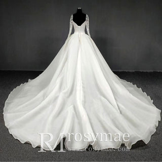Organza Long Sleeve BallGown Bridal Queen-ann Wedding Dress