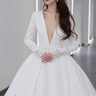 Chic Long Sleeve Satin Wedding Dresses For The Modern Bride