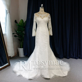 Long Sleeve Figure-Flattering Mermaid Wedding Dress - Rosymae