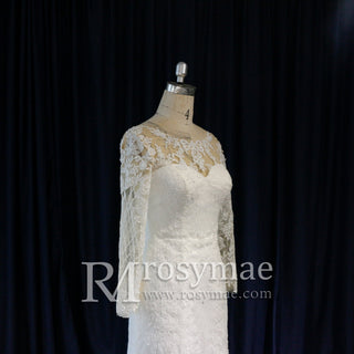 Long Sleeve Figure-Flattering Mermaid Wedding Dress - Rosymae