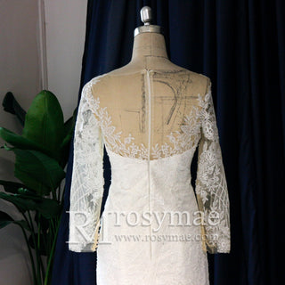 Long Sleeve Figure-Flattering Mermaid Wedding Dress - Rosymae