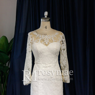 Long Sleeve Figure-Flattering Mermaid Wedding Dress - Rosymae