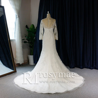 Long Sleeve Figure-Flattering Mermaid Wedding Dress - Rosymae