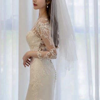 Long Sleeve Mermaid Wedding Dress with Train