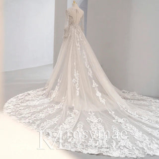 Capped Long Sleeve Mermaid Bridal Wedding Dress for Bride