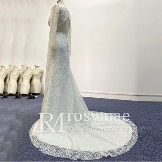Long Sleeve Two Piece Slit Wedding Dresses Separates Gown