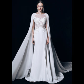 Amazing Sexy Sheer Bodice Wedding Dresses with Capes 