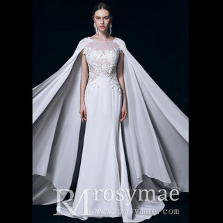 Amazing Sexy Sheer Bodice Wedding Dresses with Capes 