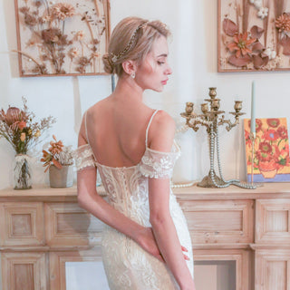 Long Spaghetti Straps Mermaid Lace Wedding Dresses with Beads - Rosymae