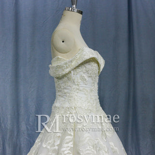 Luxury Beaded Wedding Dresses Off the Shoulder Lace Bridal Gowns - Rosymae