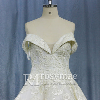 Luxury Beaded Wedding Dresses Off the Shoulder Lace Bridal Gowns - Rosymae